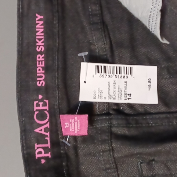 The Children's Place Super Skinny Black Wash Jeans Sz. 14 - Picture 5 of 10